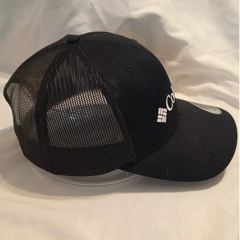 Columbia Mens Mesh Back Trucker Hat Black Snapback Logo Cap Yupoong 110